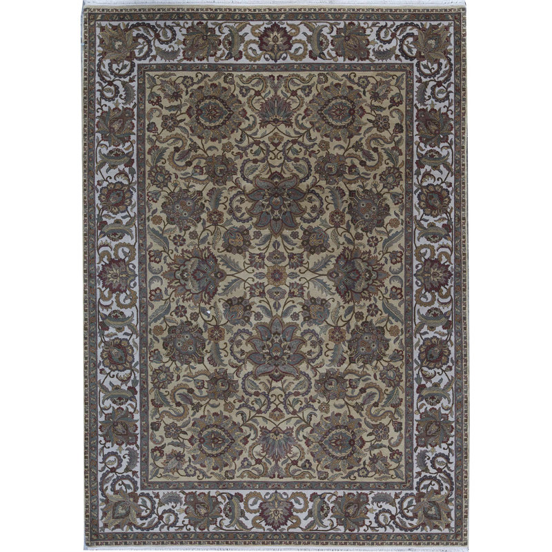 Tapis ivoire noué à la main de haute qualité