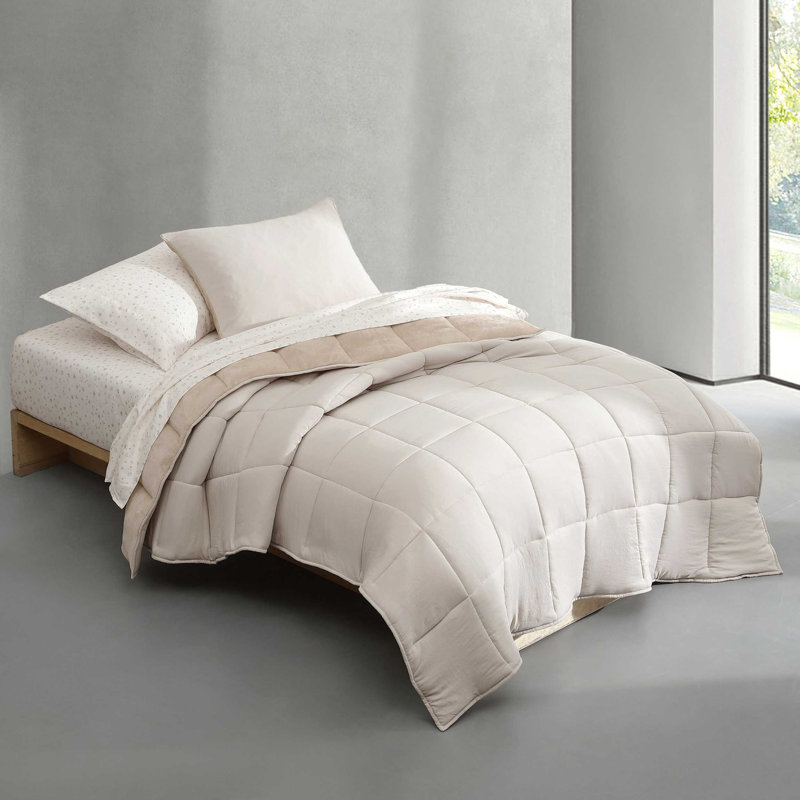 Ensemble d'édredon en peluche réversible Calvin Klein, Beige, Édredon simple très long + 4 pièces supplément