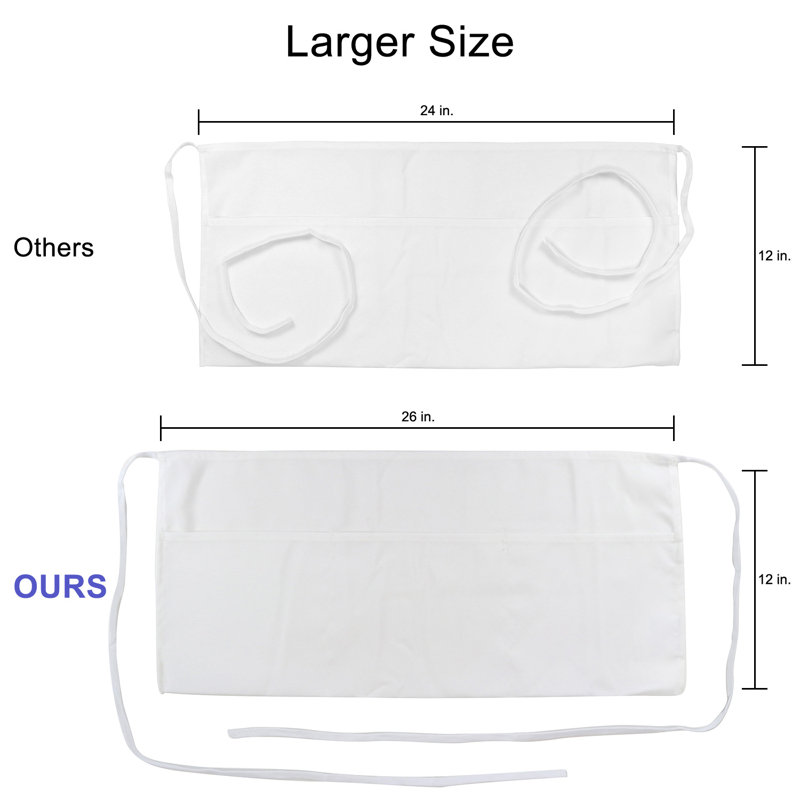Waist Aprons - 12 Pack, White
