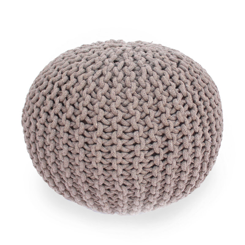 Pouf tricoté en coton 20 X 20, Coton brun
