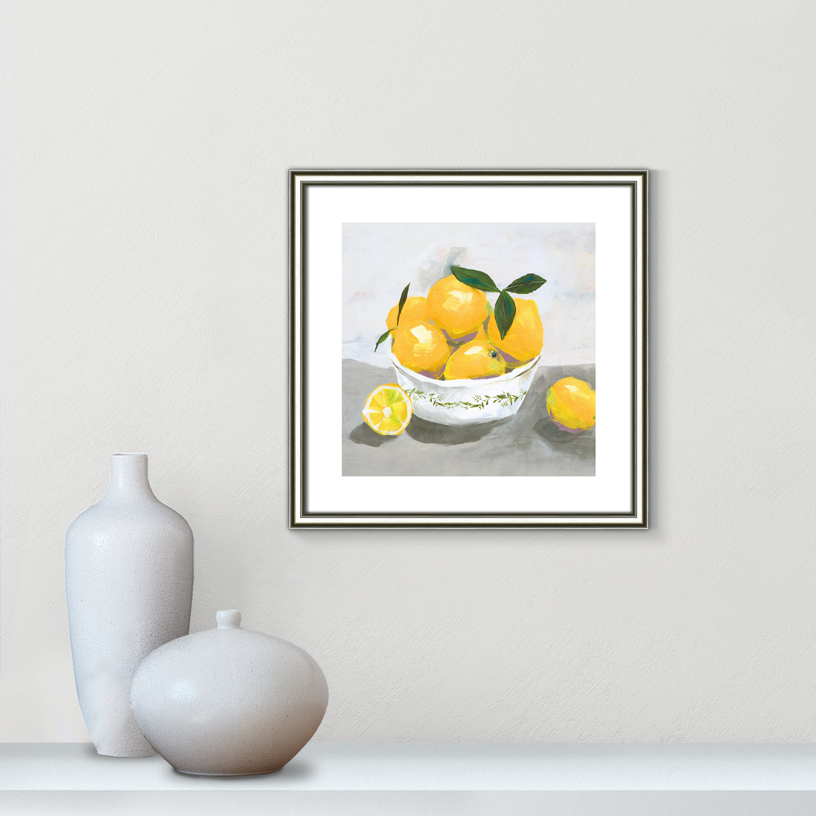 Hayons "Lemons" Painting by Isabelle Z, 18.25" H x 18.25" W x 0.88" D, Silver Framed Paper