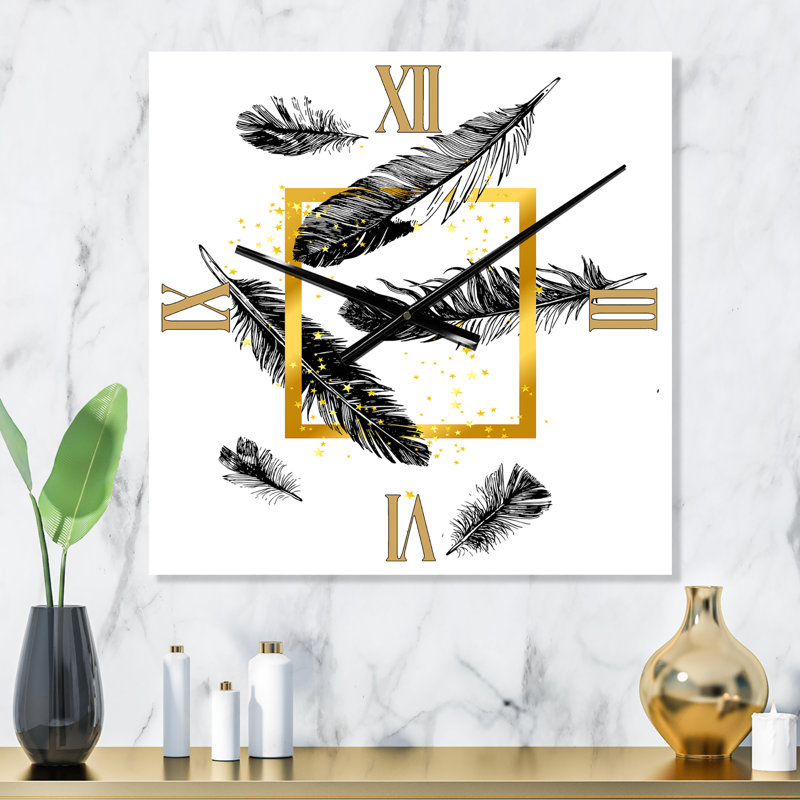 Horloge murale cadre et plumes, Petit