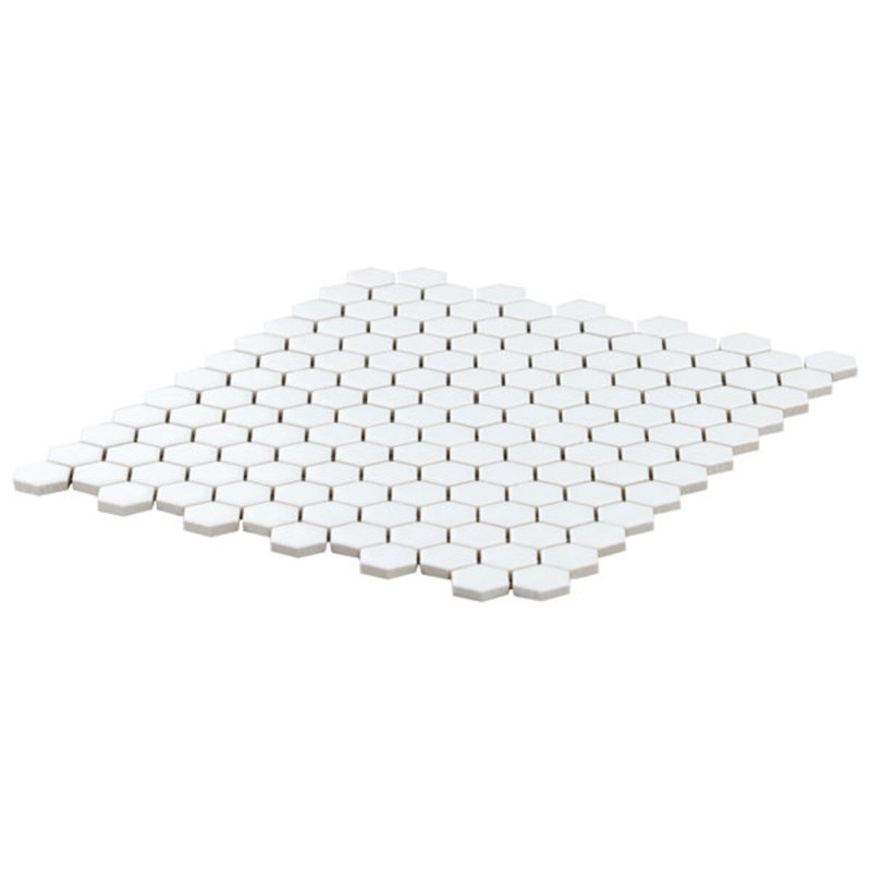 Eden 1" Rimmed Hexagon Polished Porcelain Mosaic Tile, Matte White