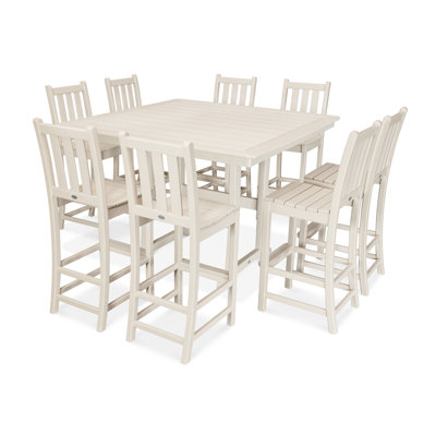 Traditional Garden 9-Piece Nautical Trestle Bar Set