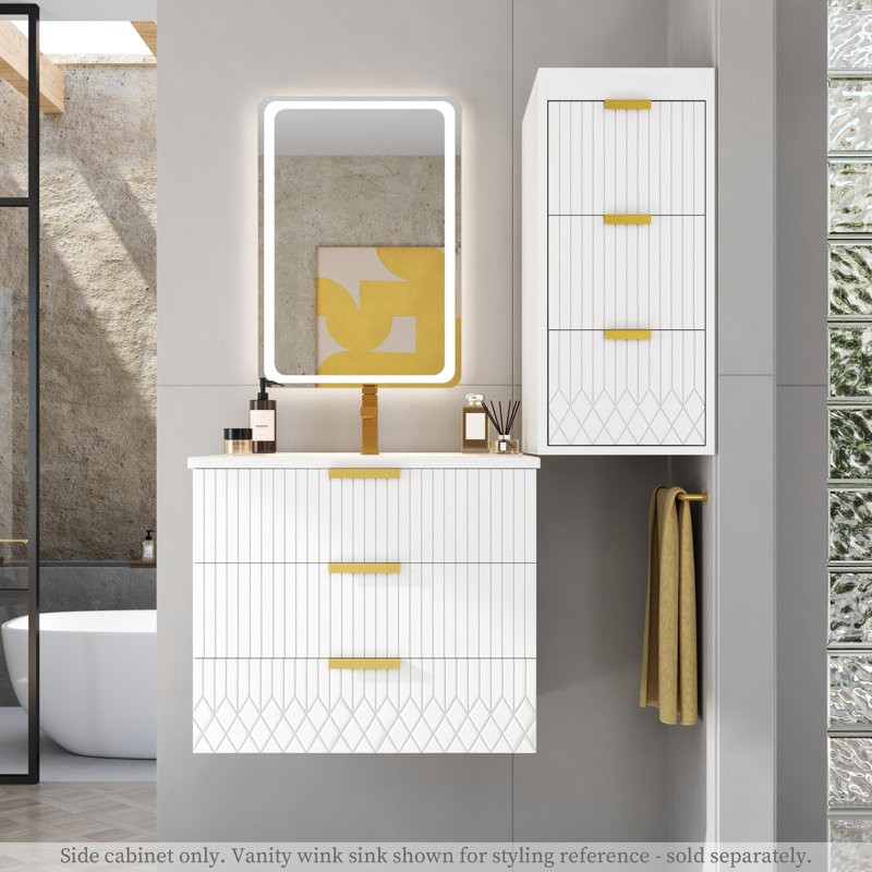 Armoire à pharmacie moderne de 12 pouces avec rangement, panneau de fibres à densité moyenne et métal, conception peu encombrante pour les salles de bain