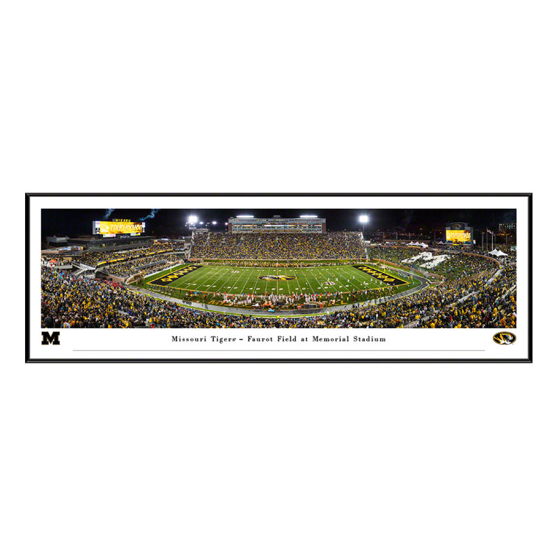 NCAA Mizzou Football, impression panoramique, H 13,75 po x l 40,25 po x P 0,88 po, Cadre flottant noir