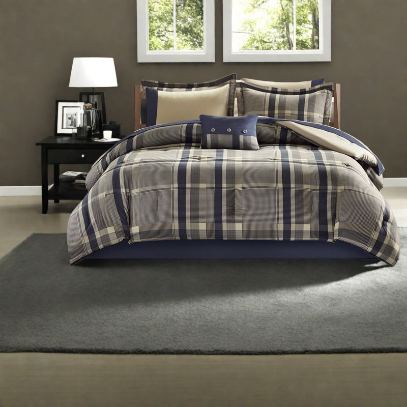 Ensembles de literie confortables à carreaux simples TG, polyester hypoallergénique, décoration intérieure moderne