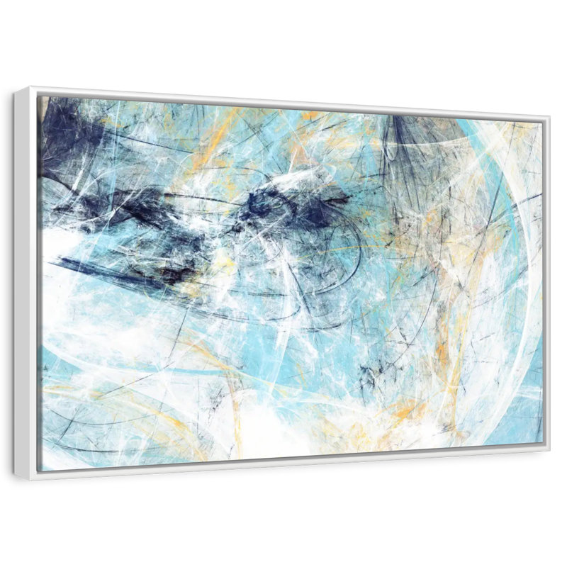 Texture dynamique Kalea, Cadre flottant blanc, 43 po x 29 po