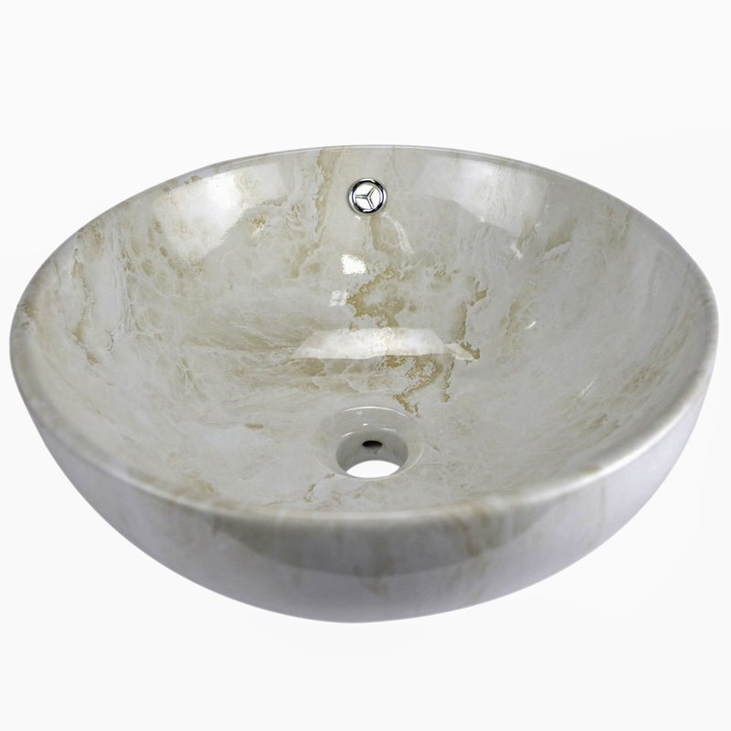 Lavabo vasque en marbre Crema avec trop-plein