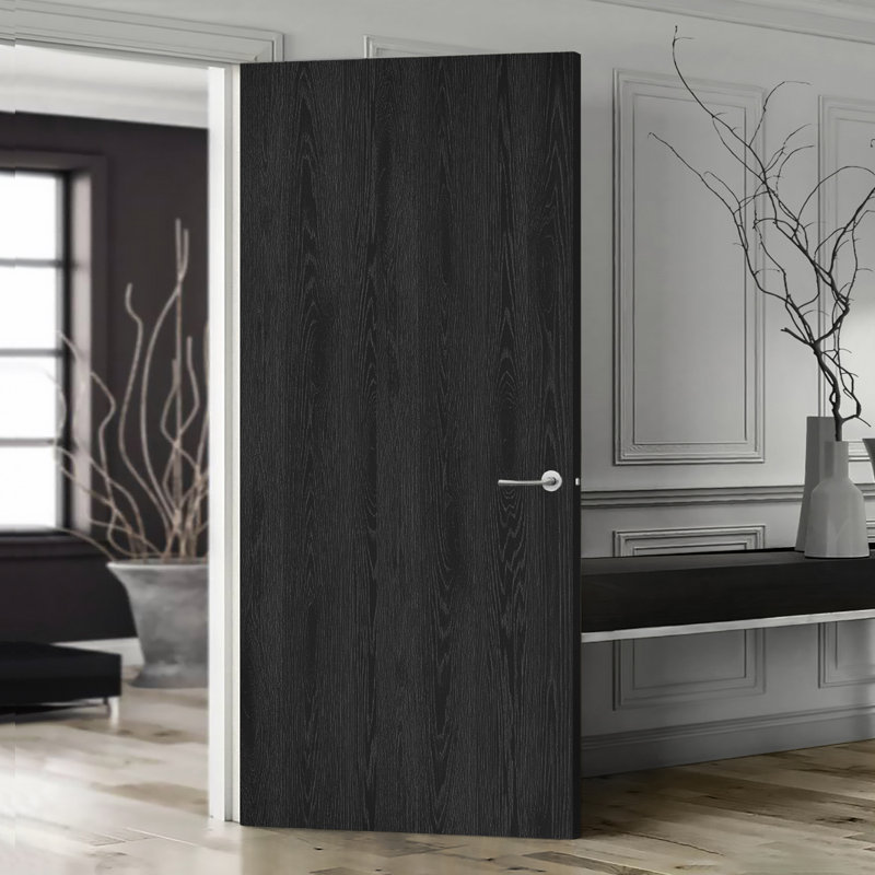 Dalle de porte intérieure en placage de bois d'orme noir à centre creux, 30 po x 80 po