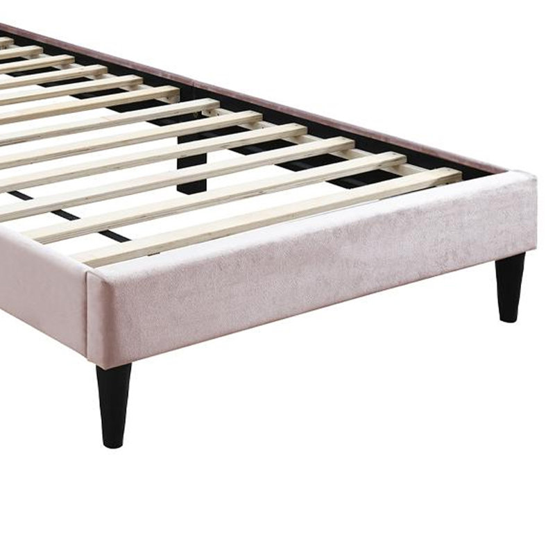 Griseldis Upholstered Unfinished Slat Bed, Gray, Full