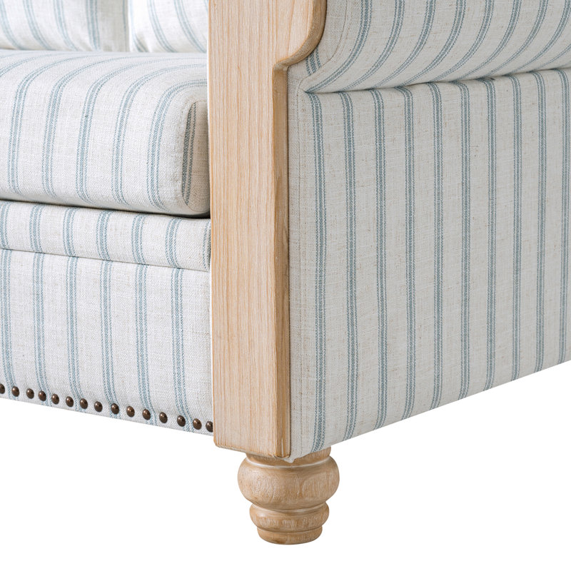 Canapé modulaire de style campagnard rayé Terren, Bleu