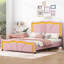 Lit plateforme tapissier avec motifs ondulés, tête de lit à hauteur ajustable et bandes lumineuses à DEL-220569569-220569568