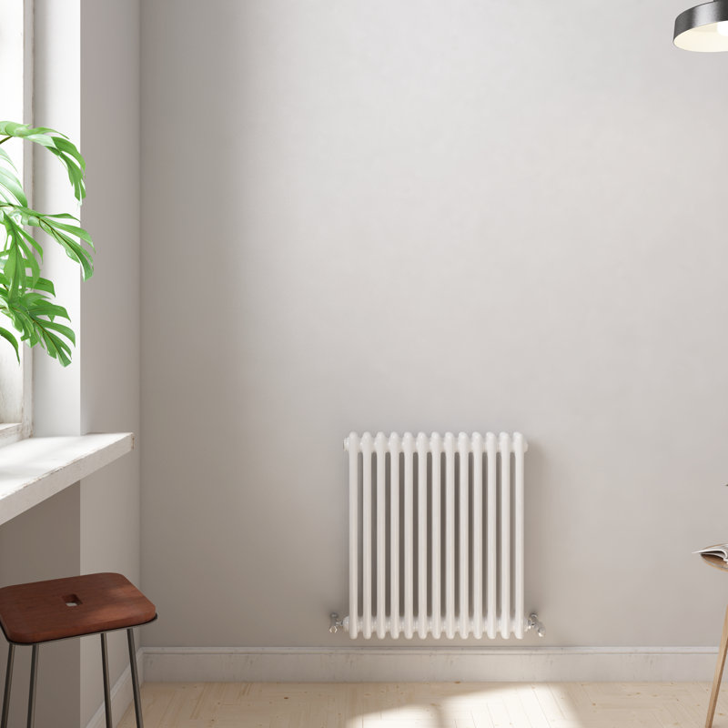 iBathUK Radiator + Angled Valve, White, 600cm H x 605cm W x 70cm D, 2