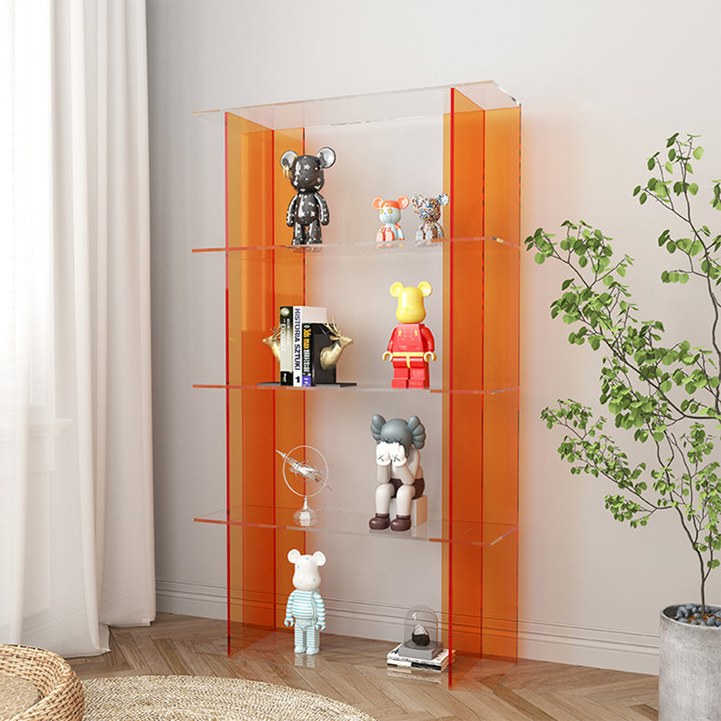 Simple vitrine en acrylique, (4 tablettes) H 55,12 po x l 31,5 po x P 9,84 po, Orange