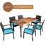 Ensemble de salle à manger rectangulaire pour 6 personnes 63 po de long avec coussins-1755236536