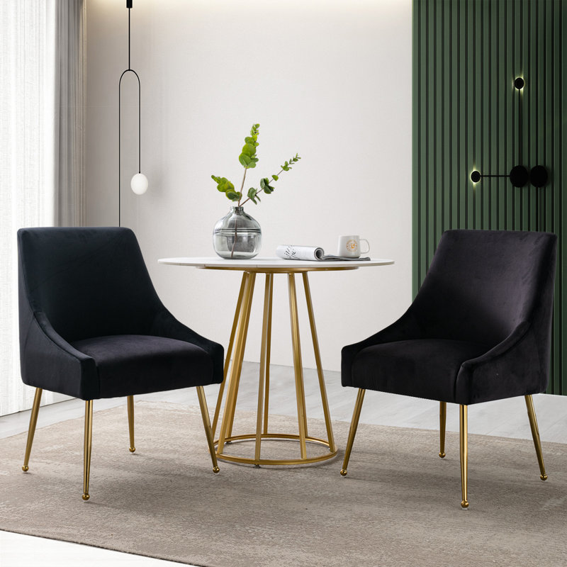 Exel 18.8'' H Velvet Upholstered Side Chair, Black