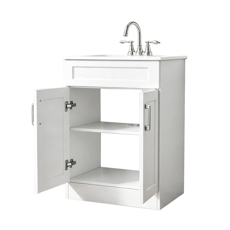 Meuble-lavabo simple 24 po avec plateau en céramique Peura, Blanc