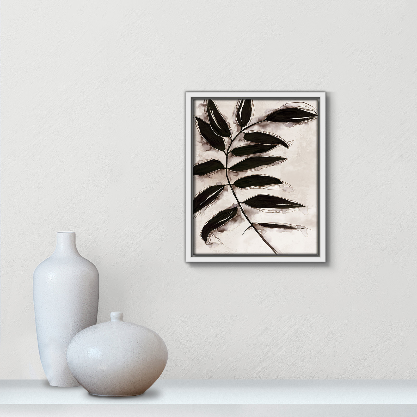 Leaves "Leaves II" Print, 11.5" H x 9.5" W x 2" D, White Framed