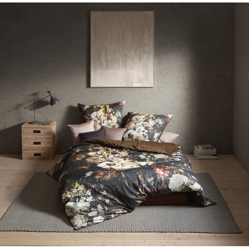 Brown/Green/Ivory Cotton Reversible 3 Piece Duver Cover Set, 155 x 220 cm - 1 Pillowcases (80 x 80 cm)