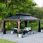 Pavillon de jardin d'extérieur à toit rigide pour terrasse en acier galvanisé à grain de bois 12 pi x 16 pi Mauve-82512210