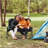 Outsunny Double Folding Camping Chair, Loveseat For 2 Adults, Portable Camping Couch With Wood Armrest & Cupholders, For Backpacking, Beach, Sports Travel, Black