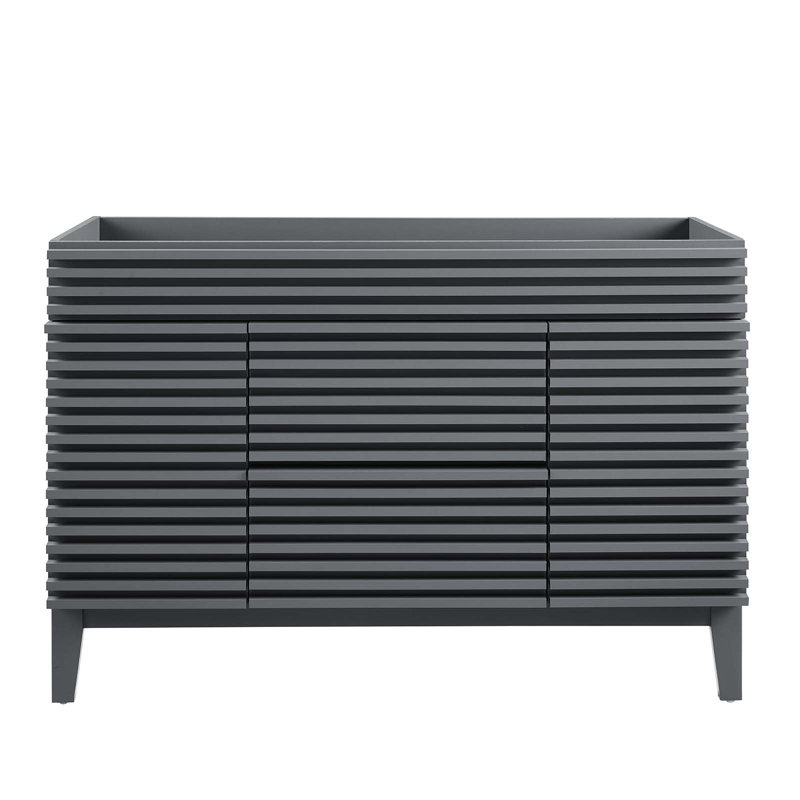 Gray 48" Mid-Century Modern Single Bathroom Vanity Cabinet