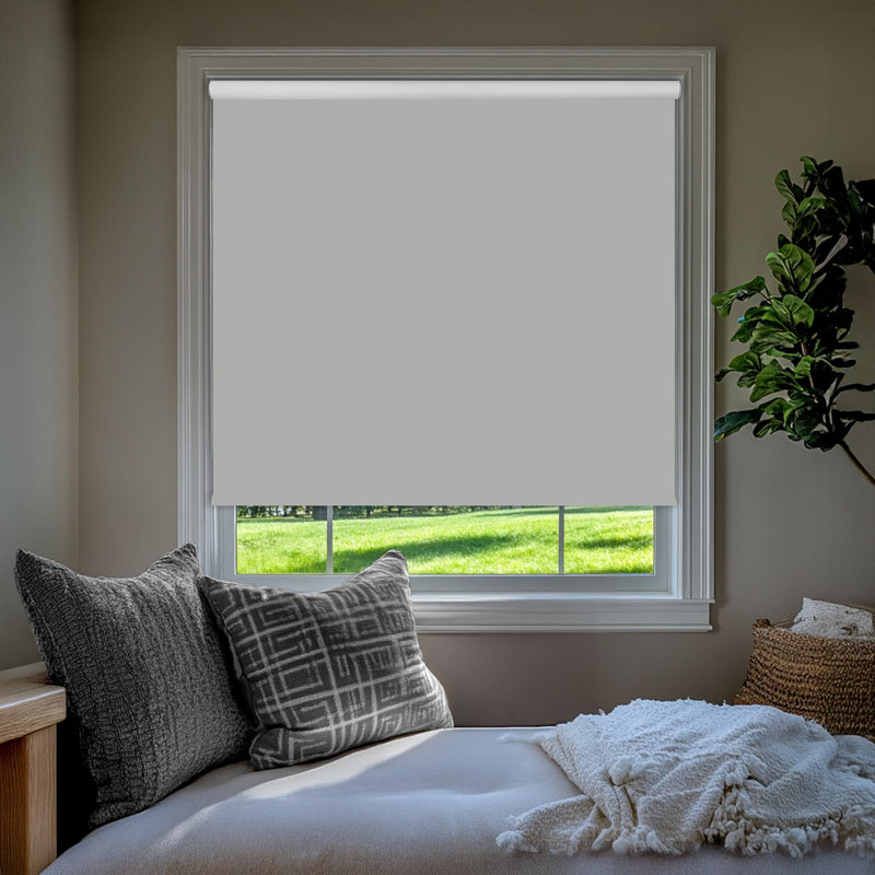 Keneipp Room Darkening Vinyl Roller Shade  , Gray Solid, 35"W x 64"L