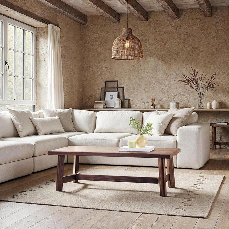 Modern Farmhouse Solid Wood Rectangular Coffee Table – Espresso
