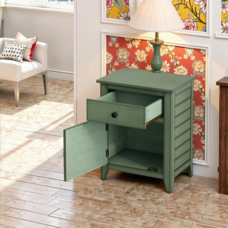 Table de bout transitionnelle en bois d'ingénierie de L 20 po avec tiroir de rangement et armoire, table de chevet, H 25,25 po