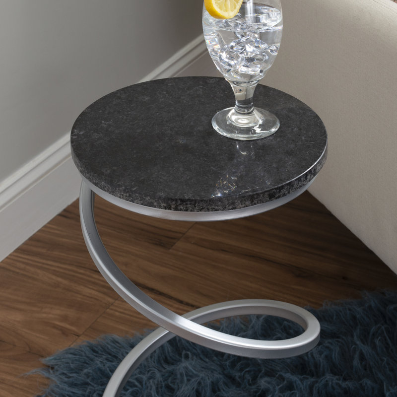 Lorelai Marble Top End Table, Silver, Black