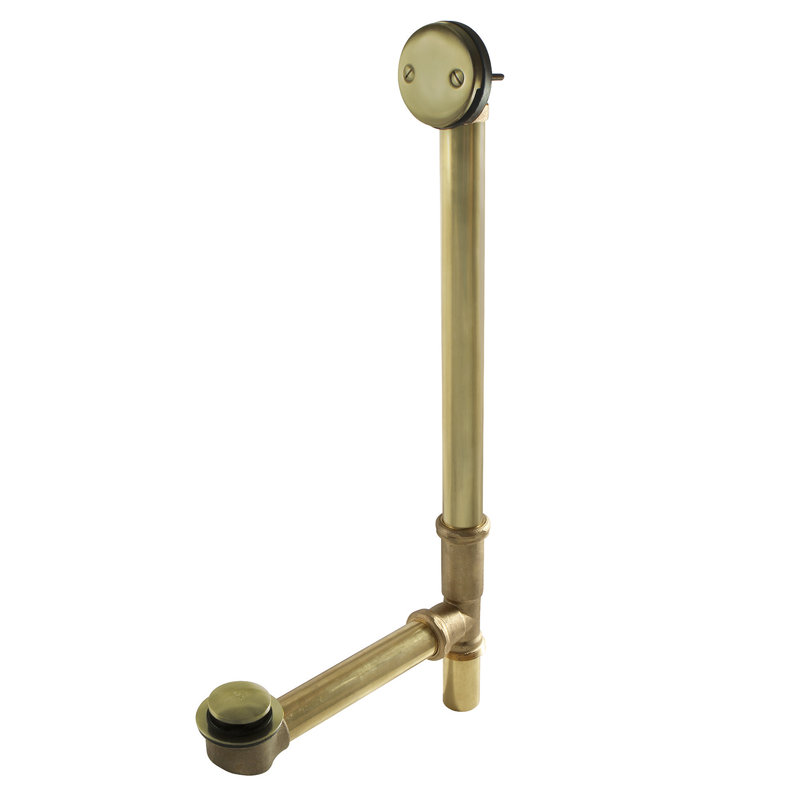 Kingston 23" Brass Touch Tub Drain and Overflow, Laiton antique