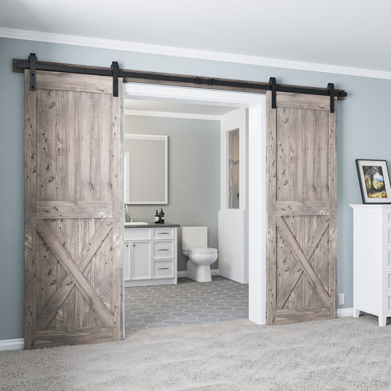 Classic Design Sliding Standard Double Barn Door Hardware Kit (Not Include Door), 120 in.