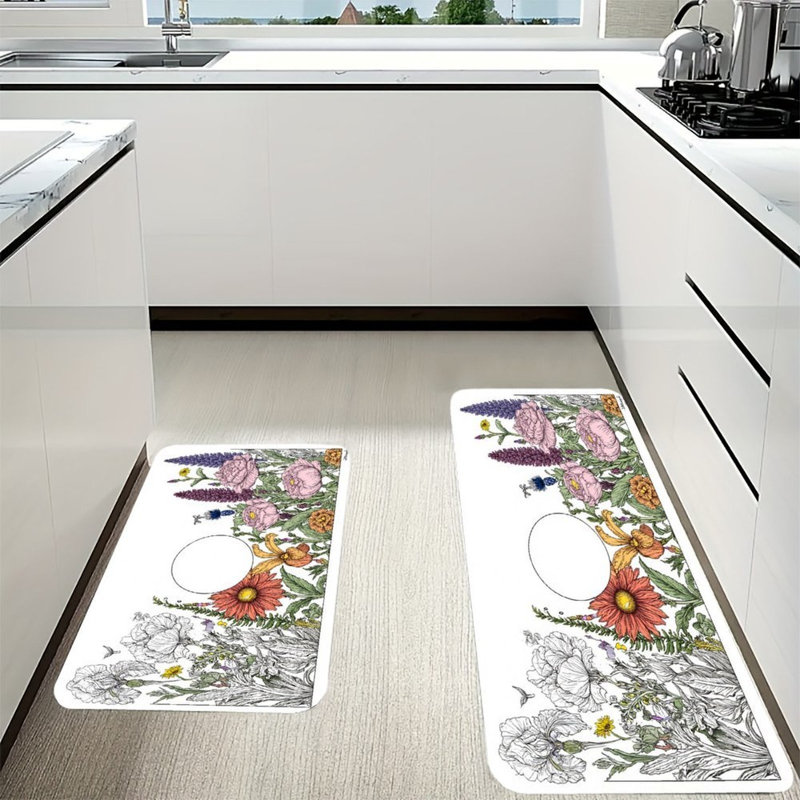 Croquis botaniques, 2 tapis de cuisine antidérapants