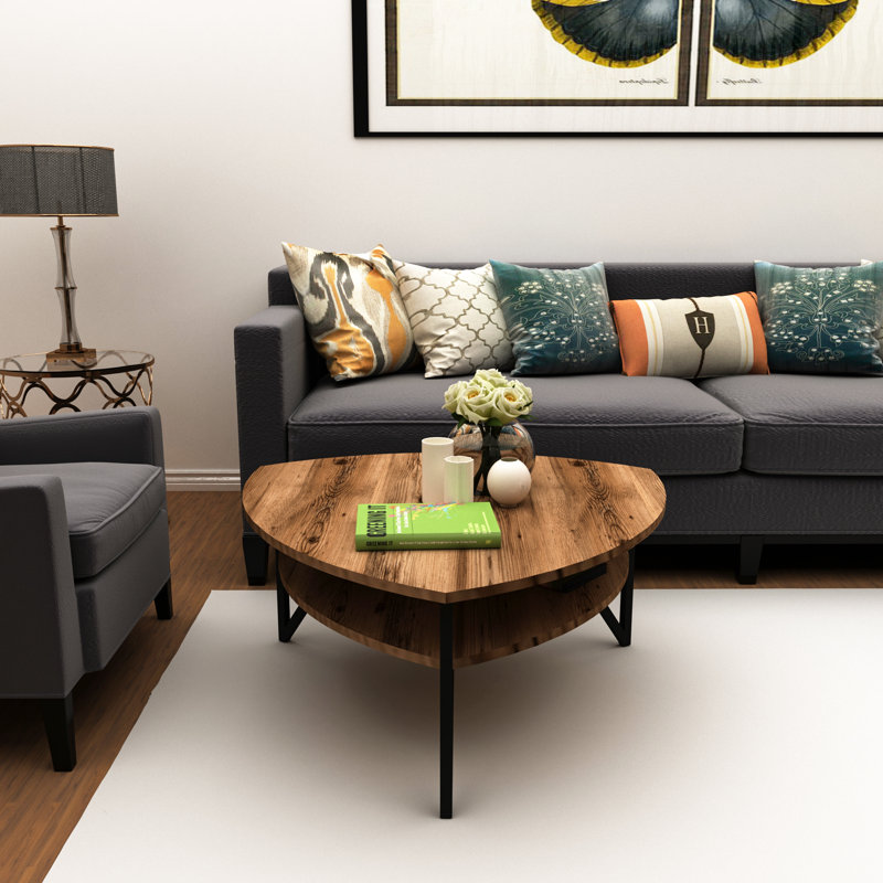 Flinn Three Leg Coffee Table, Light Walnut