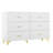 Modern 6-Drawer Dresser with Gold Handles & Triangle Legs, White Storage Cabinet for Bedroom, Minimalist Chest of Drawers