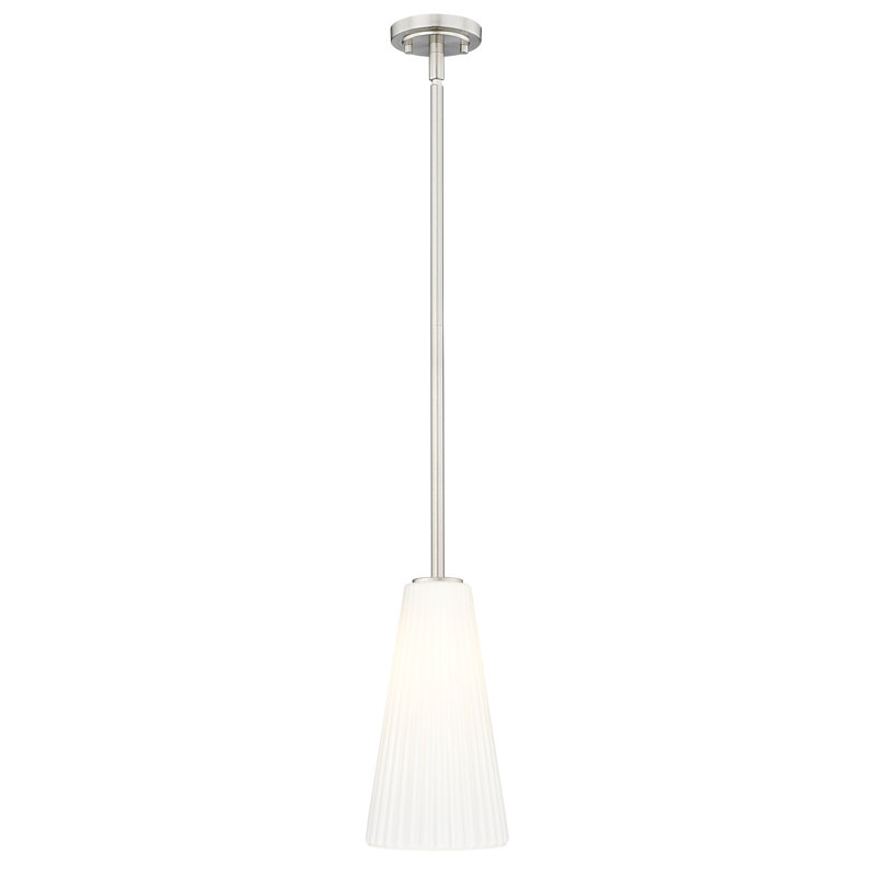 Luminaire suspendu moderne 1 lumière Tomy, Nickel brossé, H 58,75 po x l 7,25 po x P 7,25 po