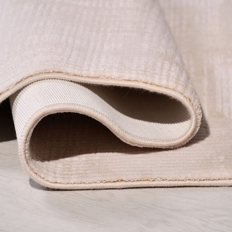 Tapis crème moderne antidérapant lavable à la machine, Rectangle 4 pi x 5 pi 11 po