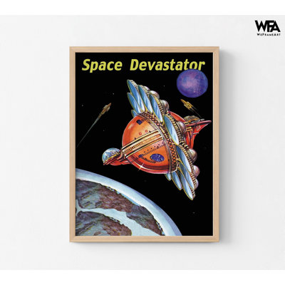 «Space Devastator» par Retrosci-Fi, affiche amusante pour enfants «Deep Space Retro Adventure», idée de remodelage de chambre à coucher pour fils moyens, cadeau de fils de science-fiction