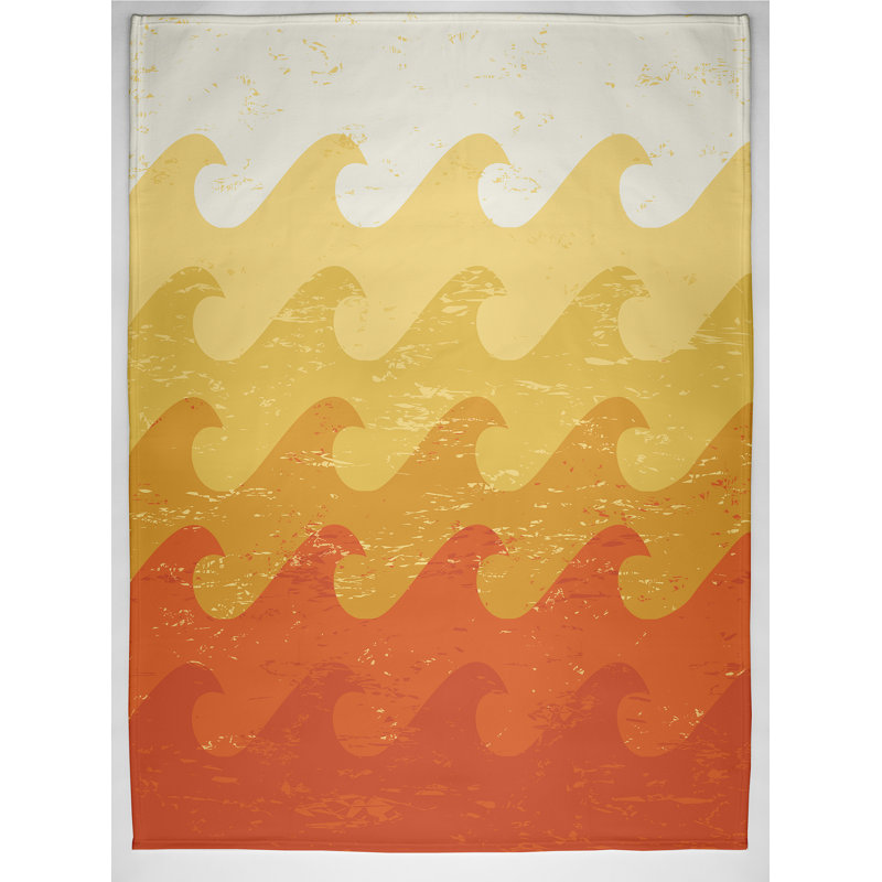Jeté polaire Surf, Sand & Sea, Jaune/orange, L 60 po x l 50 po x P 0,5 po