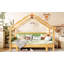 Lit simple en bois dans une cabane dans un arbre avec rails à coussin souple, pour enfants, adolescents, filles, garçons, vert