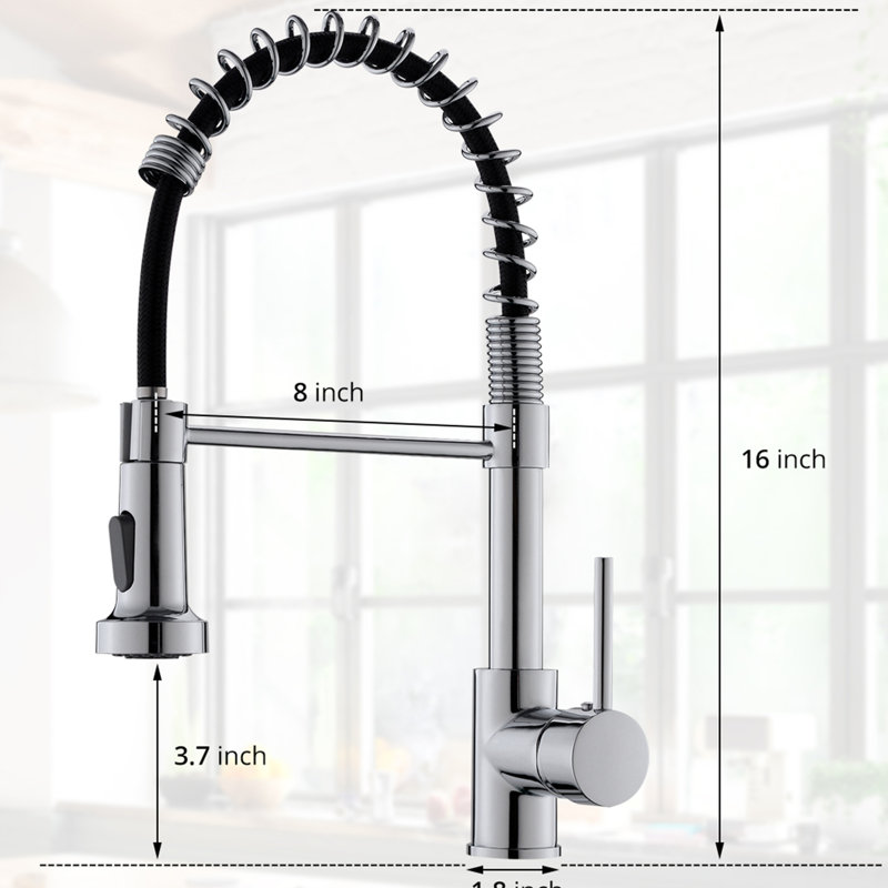 Contemporary Single Handle Lever Kitchen Faucet With Pull Down , , Spring - Down, Multifunctional, Easy Installation Commercial Hole Sink Finish, To Operate, Multifunctional Water Outlet