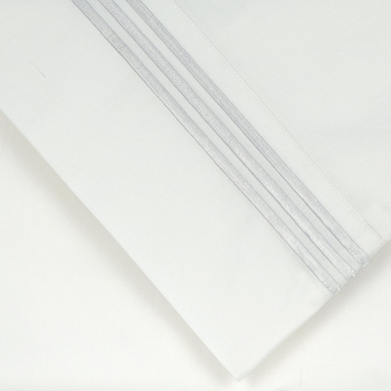 Ensemble de draps brodés en percale 100% coton à densité de tissage 300 fils Pointehaven, Ensemble de draps pour grand lit