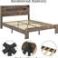 Base de lit double en bois sur plateforme avec tête de lit avec rangement et éclairage à DEL, 2 pour le chargement de l'appareil, fonction silencieuse, sans sommier, assemblage simple, grand sous le compartiment, brun foncé-1825732158