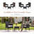 3 Piece Outdoor Wicker Conversation Set, Rattan Patio Bistro Set with Cushions & Glass Table-1477574580