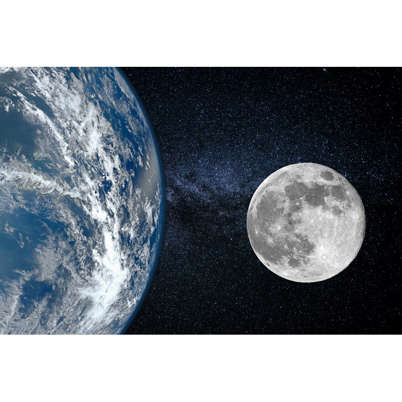 Earth And Moon - Wrapped Canvas Print, 30cm H x 46cm W x 3.8cm D