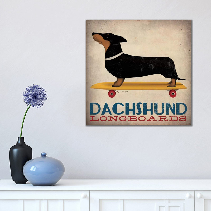 Dachshund Longboards by Ryan Fowler - Print on Canvas, 45.72 cm H x 45.72 cm W x 1.91 cm D, Wrapped Canvas