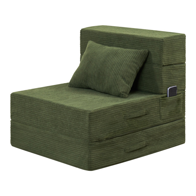 Chaise d'appoint supplémentaire convertible en canapé modulaire ou canapé-lit, Canapé de plancher simple 26 po, Vert