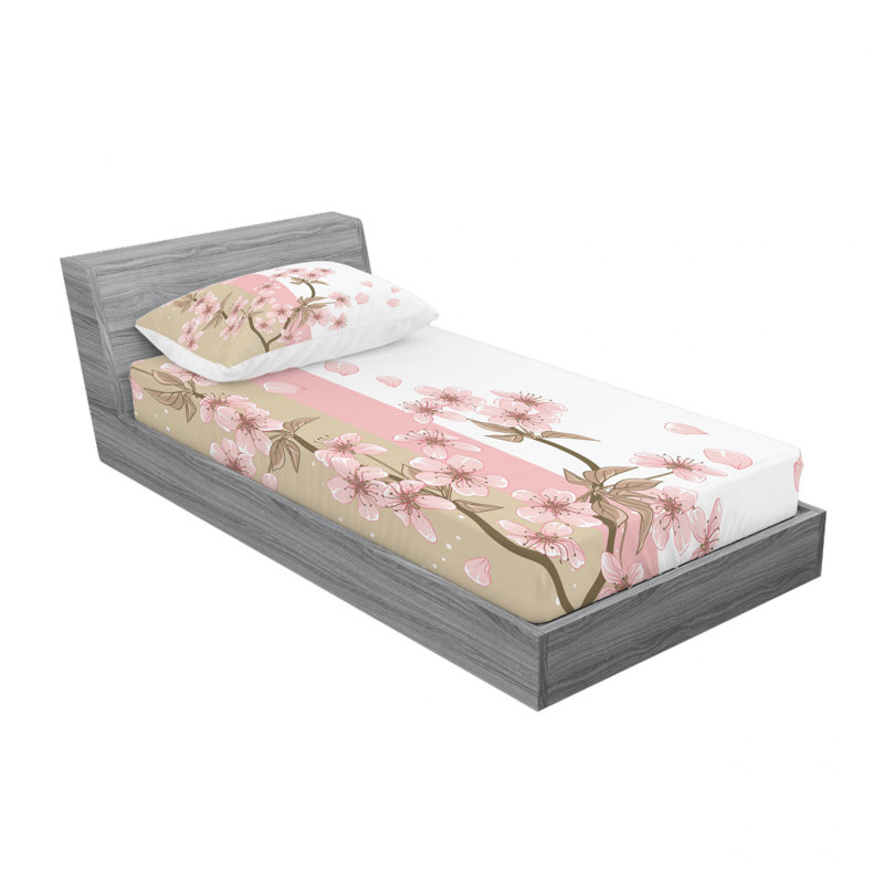Microfiber Floral Sheet Set, Twin XL Sheet Set with Fitted Sheet, Blooming Hydrangea Flowers