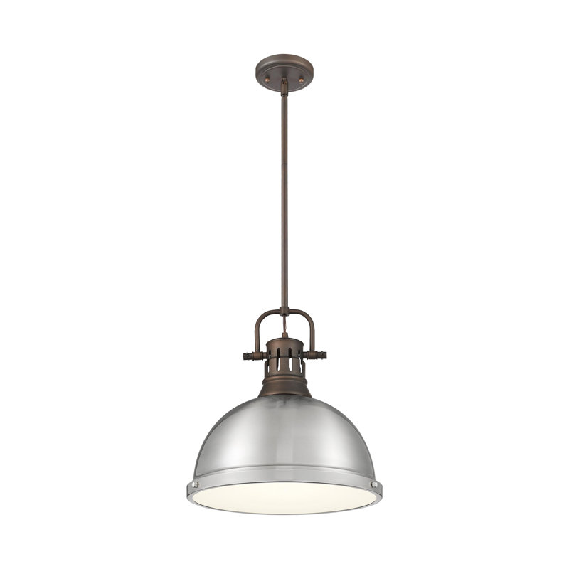 Luminaire suspendu 1 lumière avec tige Bryceton, Étain, Bronze huilé